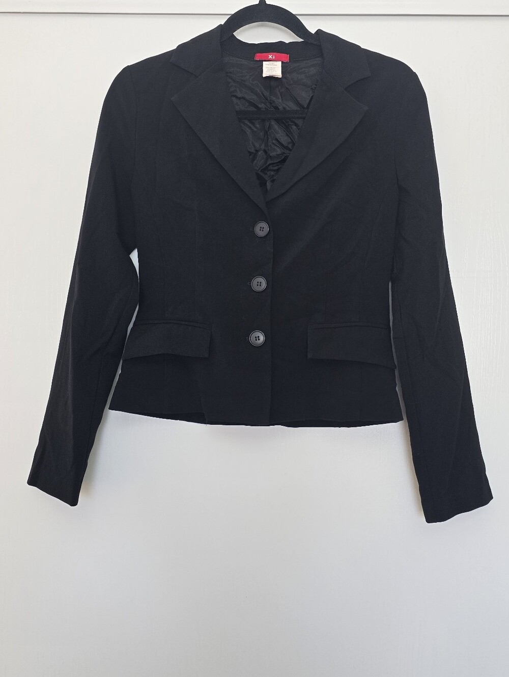 Xi - Vintage Y2K 90s Black 3-Button Tailored Blazer Jacket With Faux Pockets